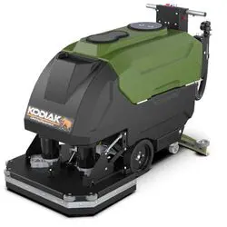 A floor scrubber is shown with the top down.