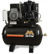 A black compressor with an orange stripe on it.