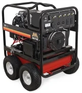 A picture of an industrial generator on wheels.