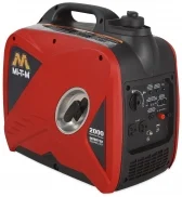 A red and black generator is on the ground